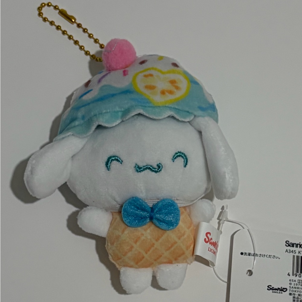 Sanrio Cinnamoroll Ice Cream Plush Keychain - Blue and White